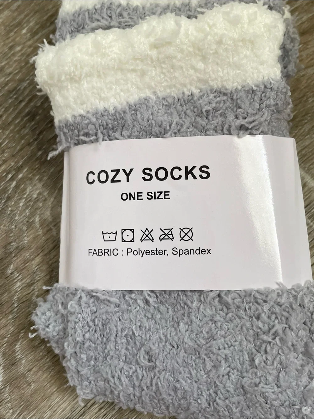 Cozy Socks Fuzzy Crew Socks - Gray & White